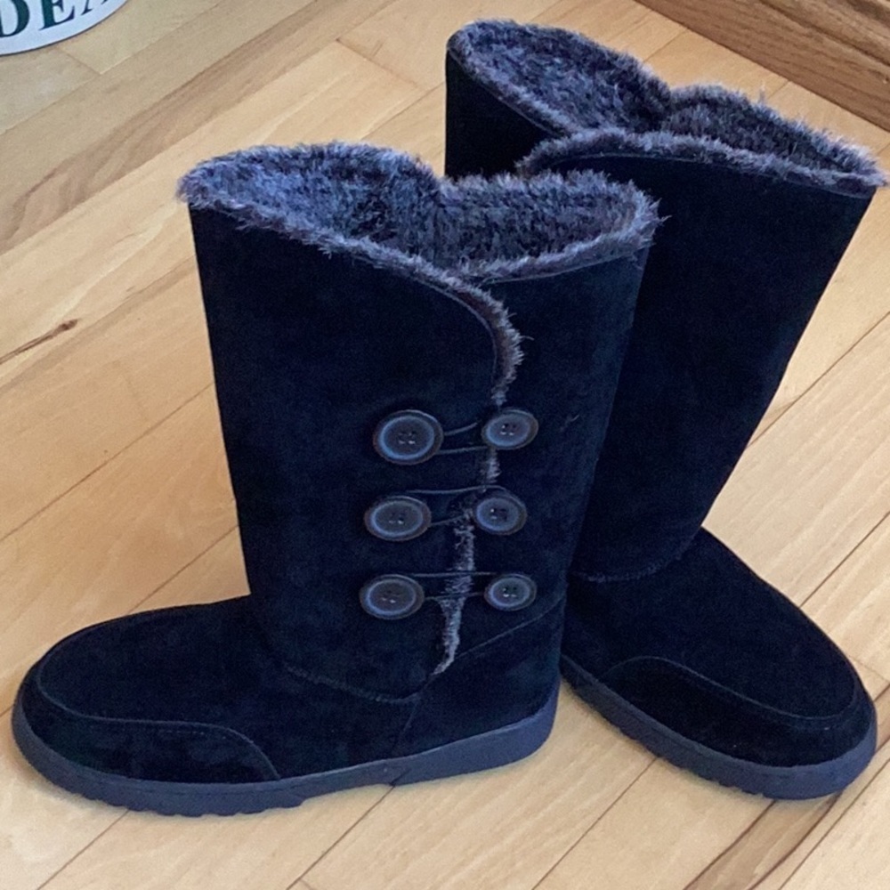 Rampage Black Faux Fur Button Boots - Picture 2 of 15